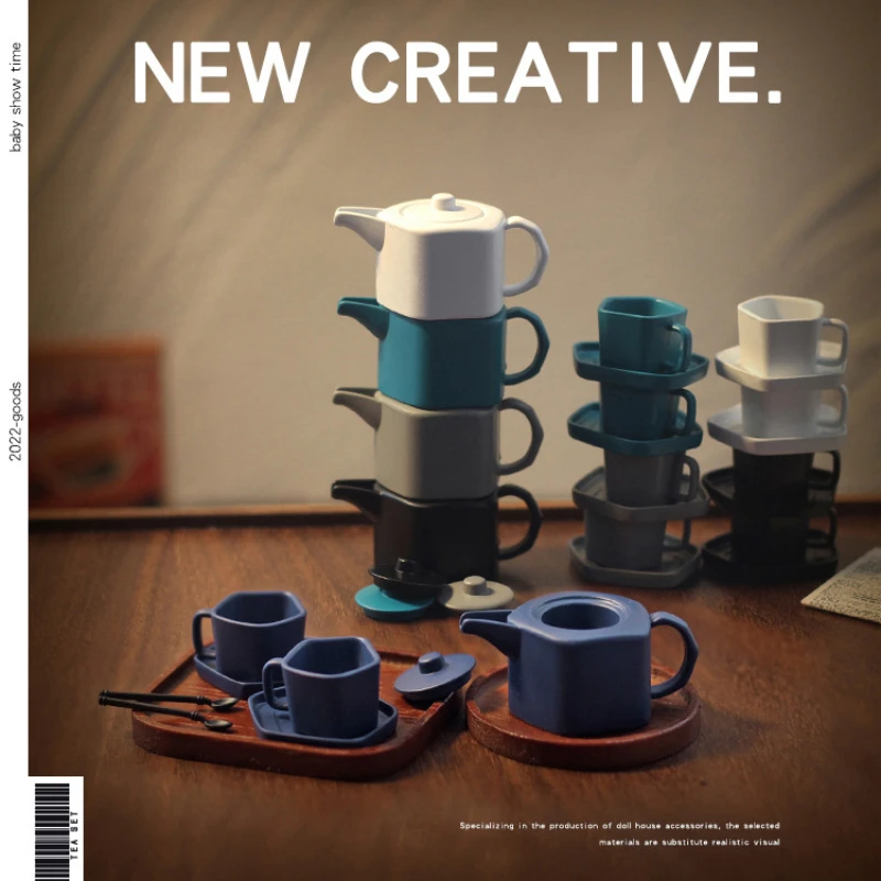

5 шт., мини-предметы, кукольный домик, набор маленьких чайников, креативный игровой набор с блюдцем, украшение для кукольного дома, аксессуары, кухонные игрушки для ролевых игр