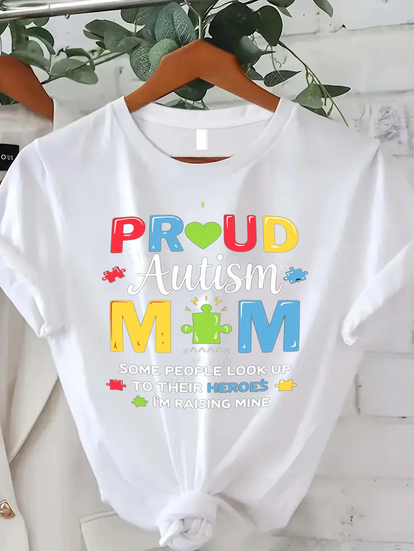 

Women T-shirt Proud Autism Mom T-Shirt | Colorful Puzzle Print | Mother's Day Gift