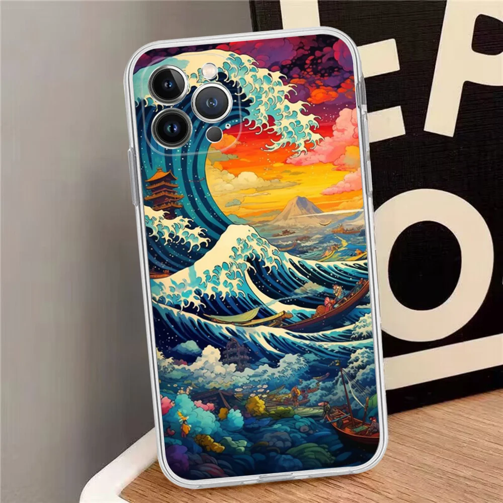 Great Wave Phone Case Silicone Soft for iphone 15 14 13 12 11 Pro Mini XS MAX 8 7 6 Plus X XS XR Cover