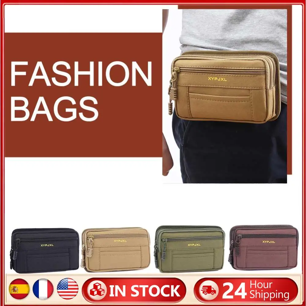 

Мужская поясная сумка с несколькими отделениями, кошелек для мобильного телефона, портативный держатель для телефона, парусиновые инструменты для пешего туризма, велоспорта и путешествий