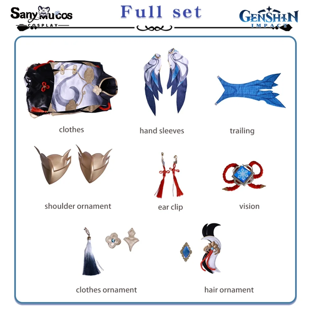 IN MAGAZZINO SanyMuCos Shenhe Cospaly Genshin Impact Shenhe Abito Cospaly Outfit Comic-con Regali di compleanno e vacanze Taglie forti