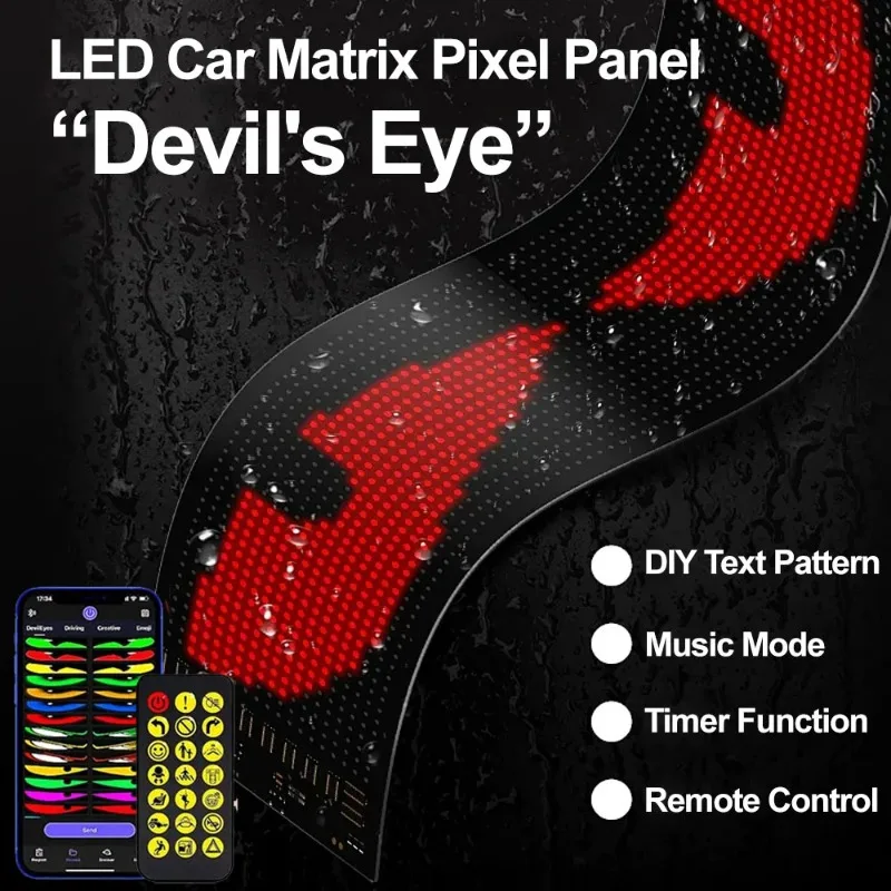 LED Matrix Pixel Panel LED Sign Car Devil's Eye Application Night Lighting DIY Programmable Flexible LED Display for Car Trucks - view 6