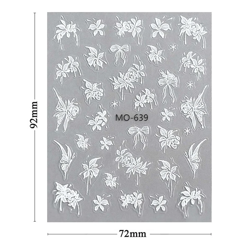 Autocollants 3D fleur blanche pour Nail Art, 1 pièce, curseur adhésif Floral mignon, décalcomanies de décoration, breloques pour ongles, accessoires adhésifs, DIY bricolage