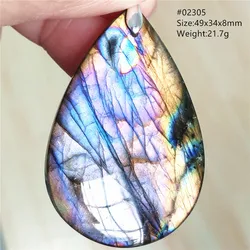 Natural Colorful Labradorite Pendant Water Drop Blue Light Labradorite Women Men Necklace Jewelry AAAAAA