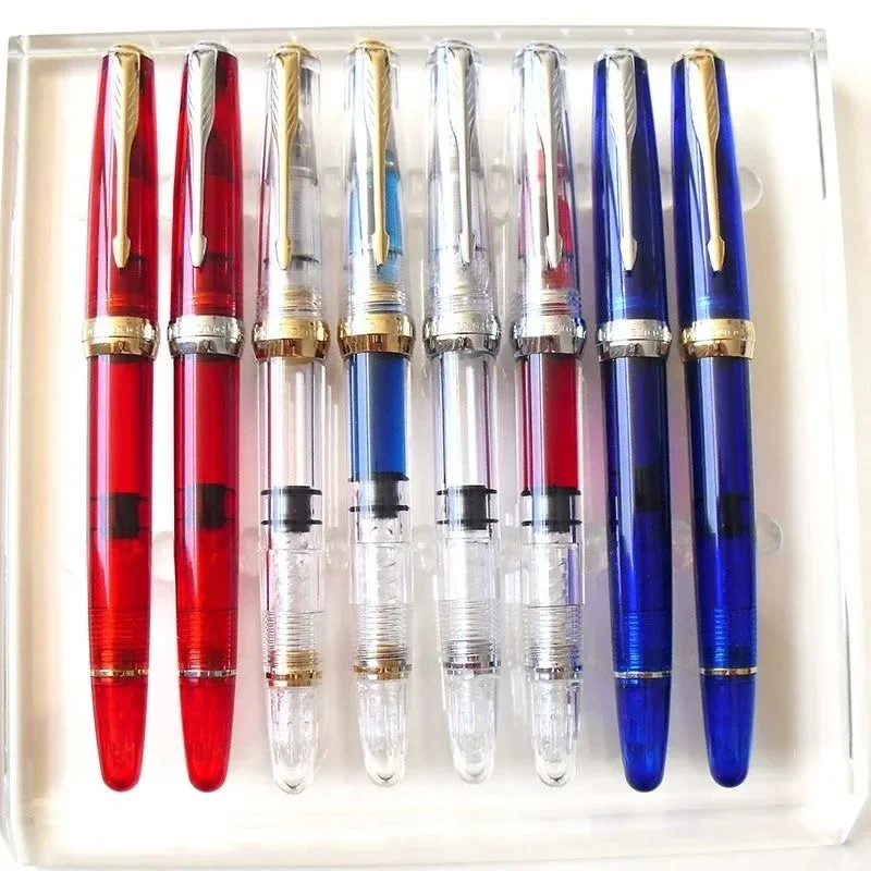 New Yongsheng 618 Transparent Piston Fountain Pen Clear Ink Pen Smooth EF/Fine Nib Writing Office School Supplies Business Gift