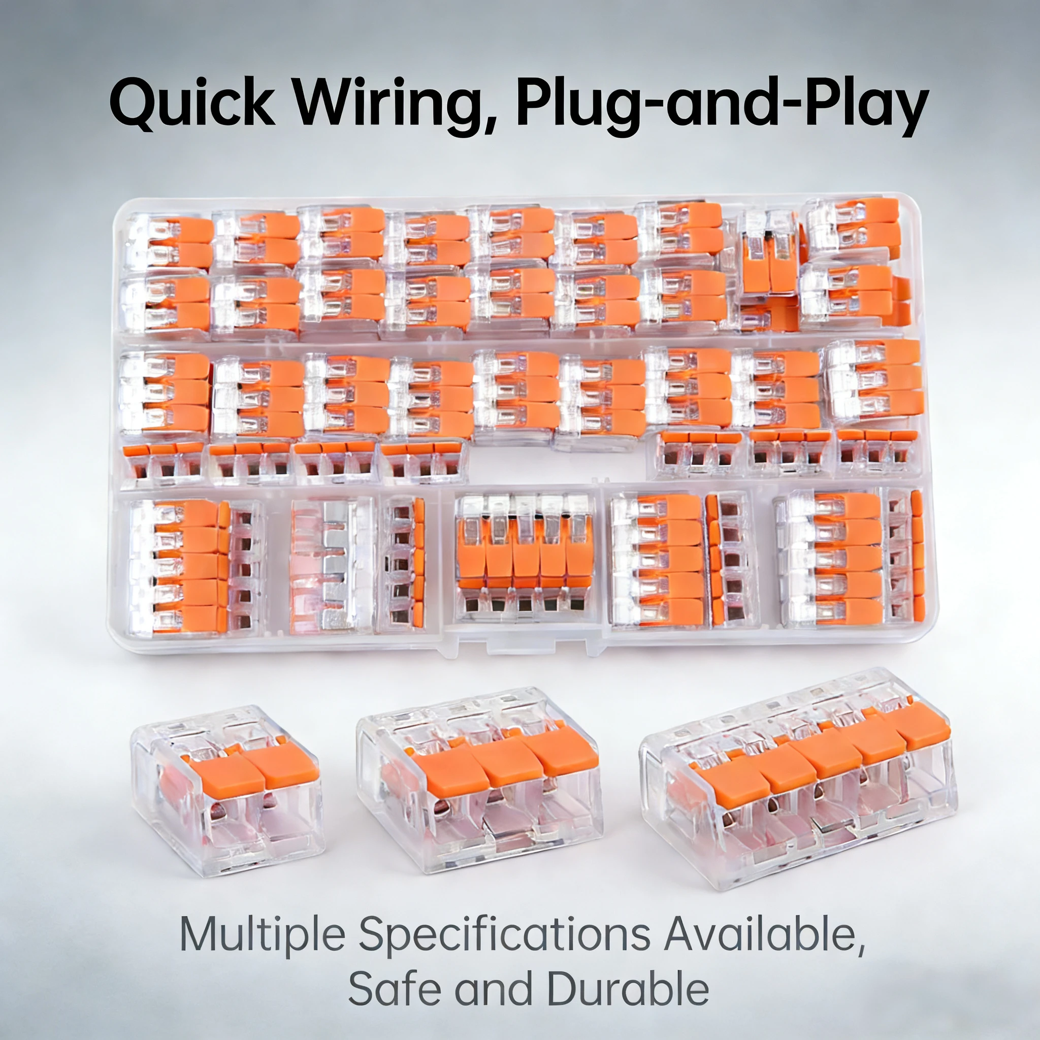 

Orange Universal 2/3/4/5-Port Quick Plug-in Terminals | 250V/32A High Load Capacity | Fast Connection Wire Connectors for Electr