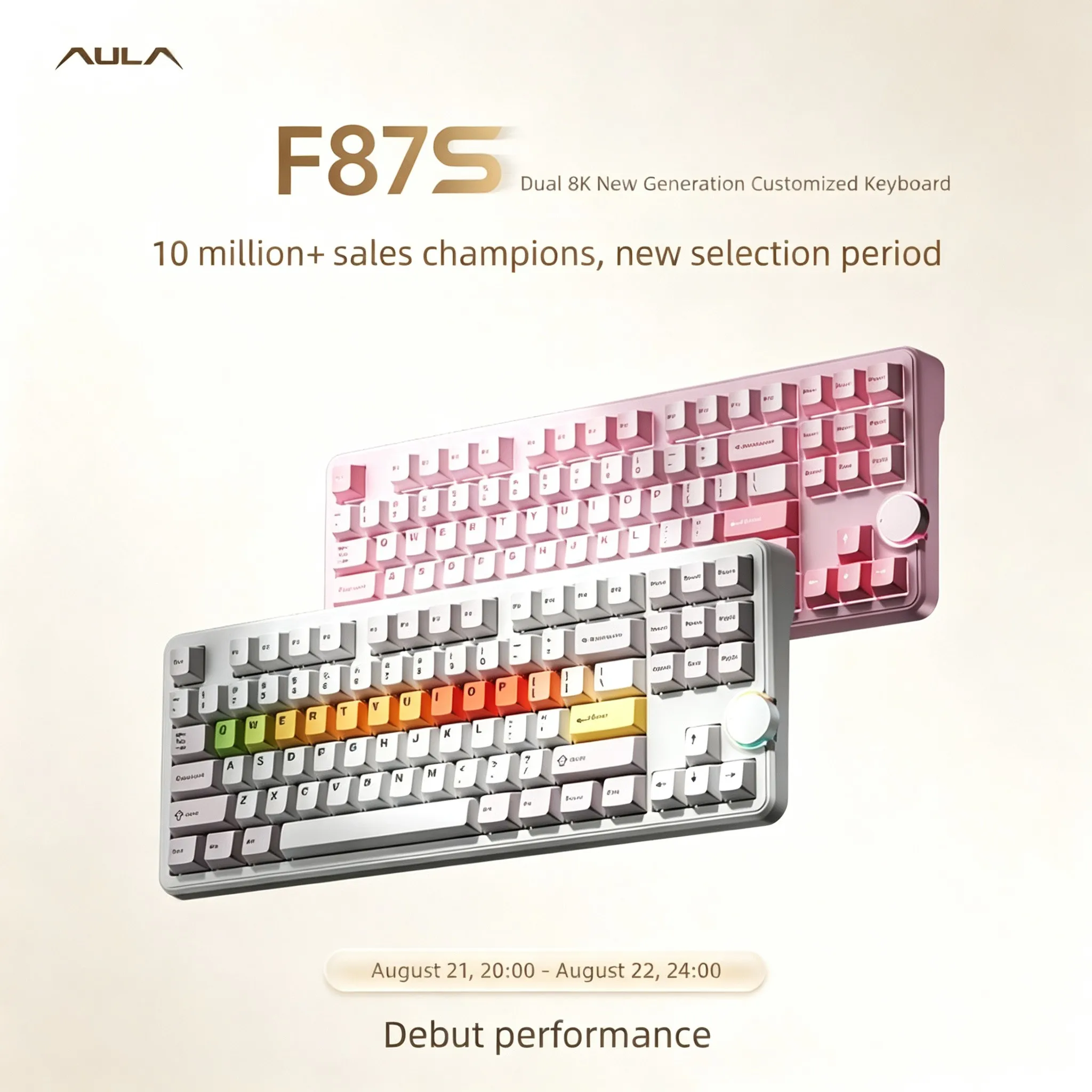 AULA F87S Wireless Mechanical Keyboard Tri-Mode Bluetooth Dual-8K 0.125ms Delay Custom Gasket Structure E-Sports Gaming Keyboard