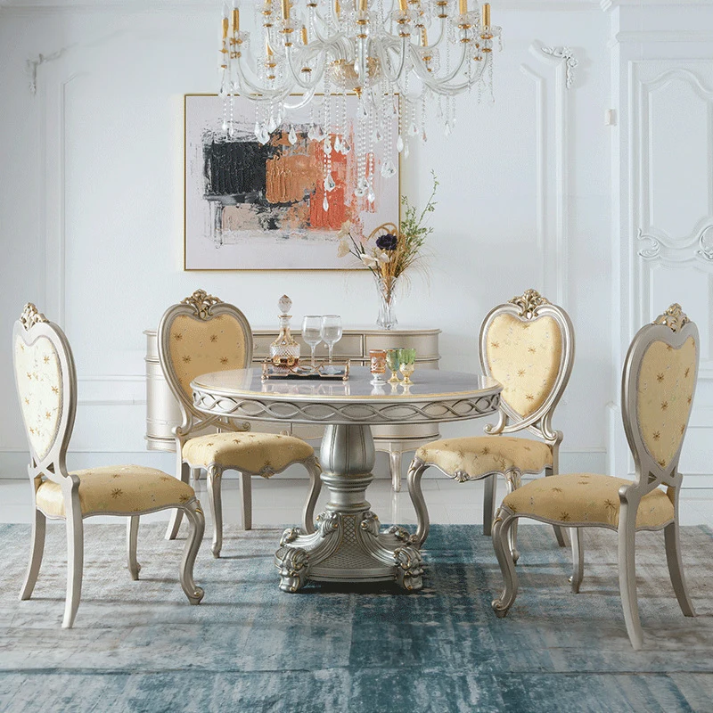 

!@New Designs Wood Round Dining Table Set With Chairs and Dining Room Cabinet for Dining Room Furniture Set