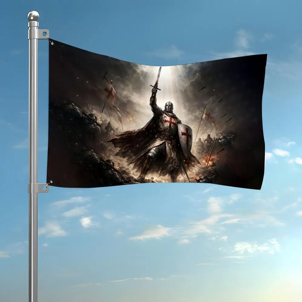 Knight Templar RETRO Flags Custom Camping Outdoor Garden Room Bedroom Decor Party Backdrops Wall Art
