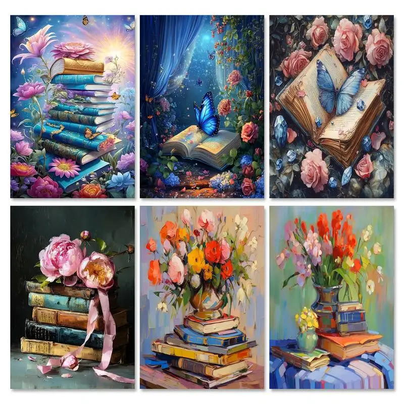 

GATYZTORY Book Paint By Numbers For Adults Color by Numbers Kit Scenery Canvas for Painting Kits Unframe Paint Kit for Beginner