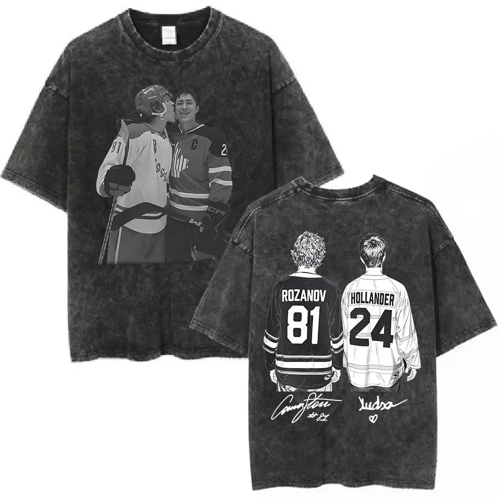 Heated Rivalry Shane Hollander Ilya Rozanov Hollanov 2481 Vintage Washed T-shirt Men's Clothing Harajuku Short Sleeves T Shirts