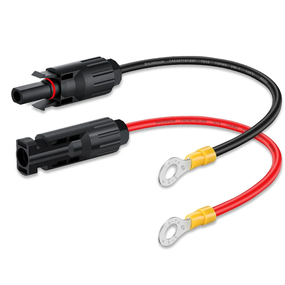 2 Pieces Solar Cable Extension Cord with Waterproof Connector and Terminal for Solar Power Systems Rated 1500V DC