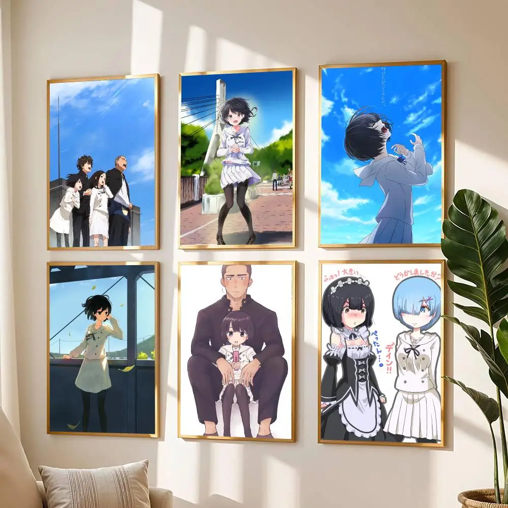 anime T-The Anthem of the Heart-T Painting Calligraphy Boho Botanical Decor for Living Room  Elegant Home Style