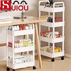 3/4 Tier Mobile Storage Rack Trolley Organizer With Wheels Plastic Kitchen Organizers Household Cart Mobile Trolley Bookshelf