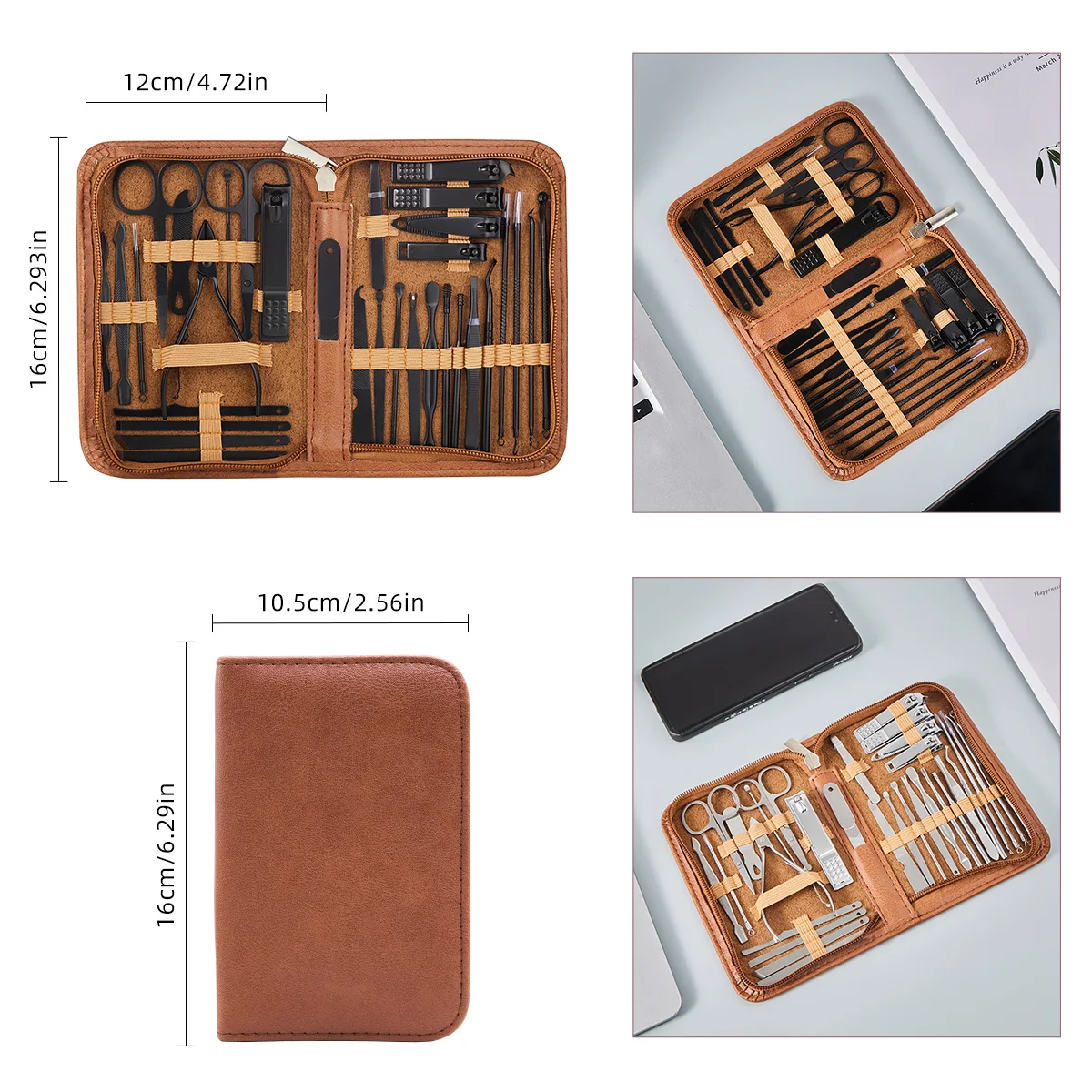 8/32 pièces ensemble de manucure Kit de pédicure professionnel ciseaux à ongles Kit de toilettage coupe-manucure en acier inoxydable outils de beauté des ongles