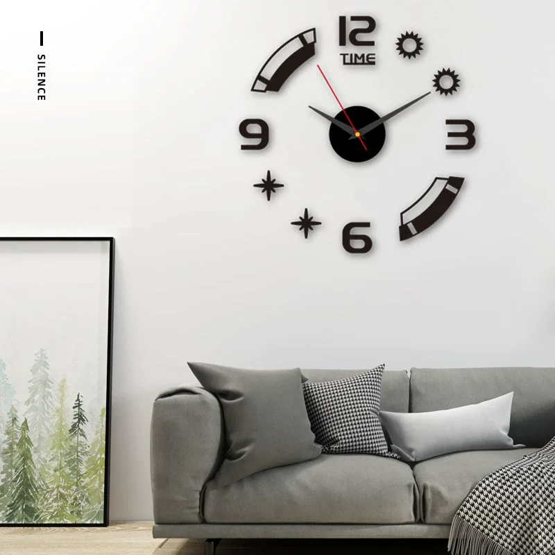 

Modern Design Large Wall Clock 3D DIY Quartz Clocks Fashion Watches Acrylic Mirror Stickers Living Room Home Decor Horloge