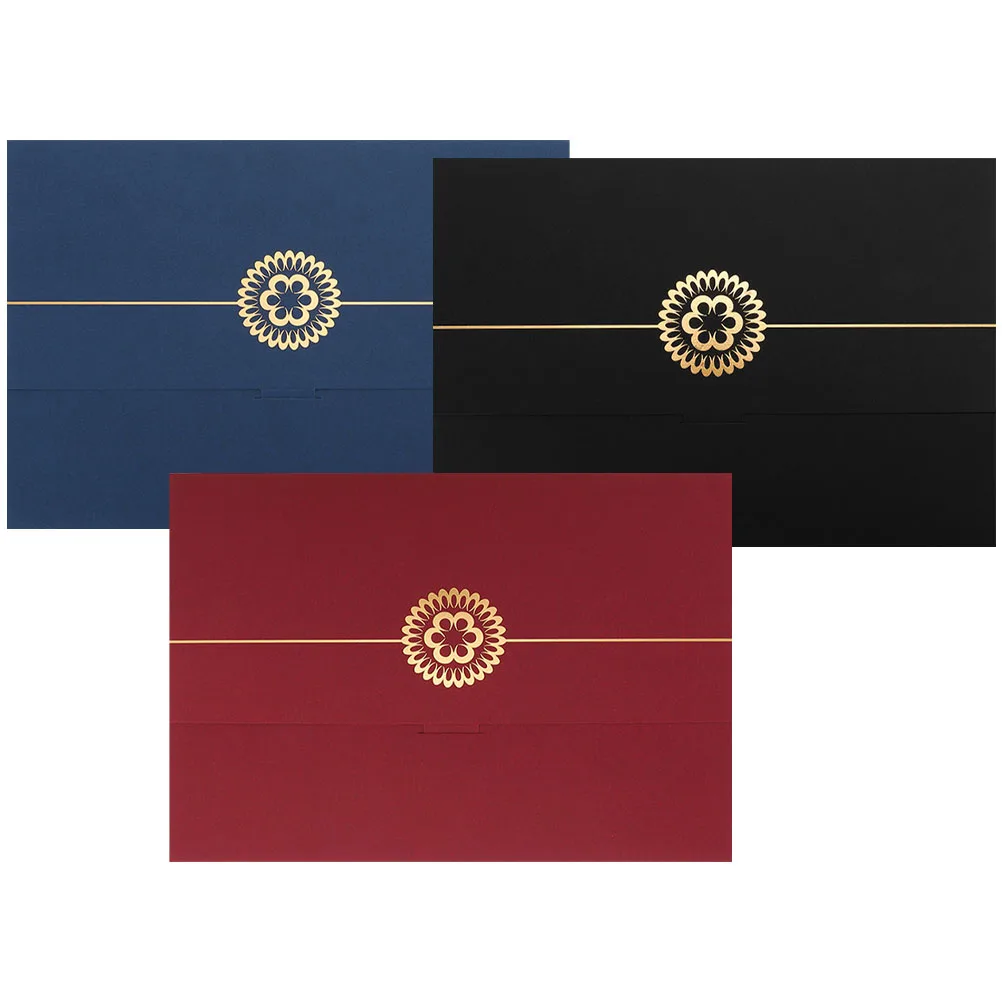 

3 Pcs Certificate Folder Office Organisation Diploma Holder Award Covers Holders Navy