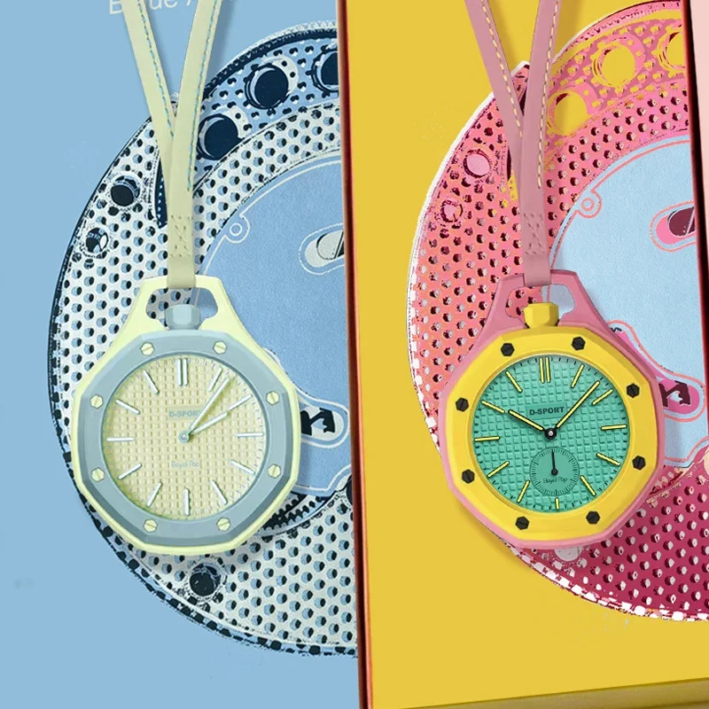 New Octagon Quartz Pocket Watch Hot Stylish Pendant Watch With Lanyard Fashion Hanging Necklace Watch Men Women Decor Clock