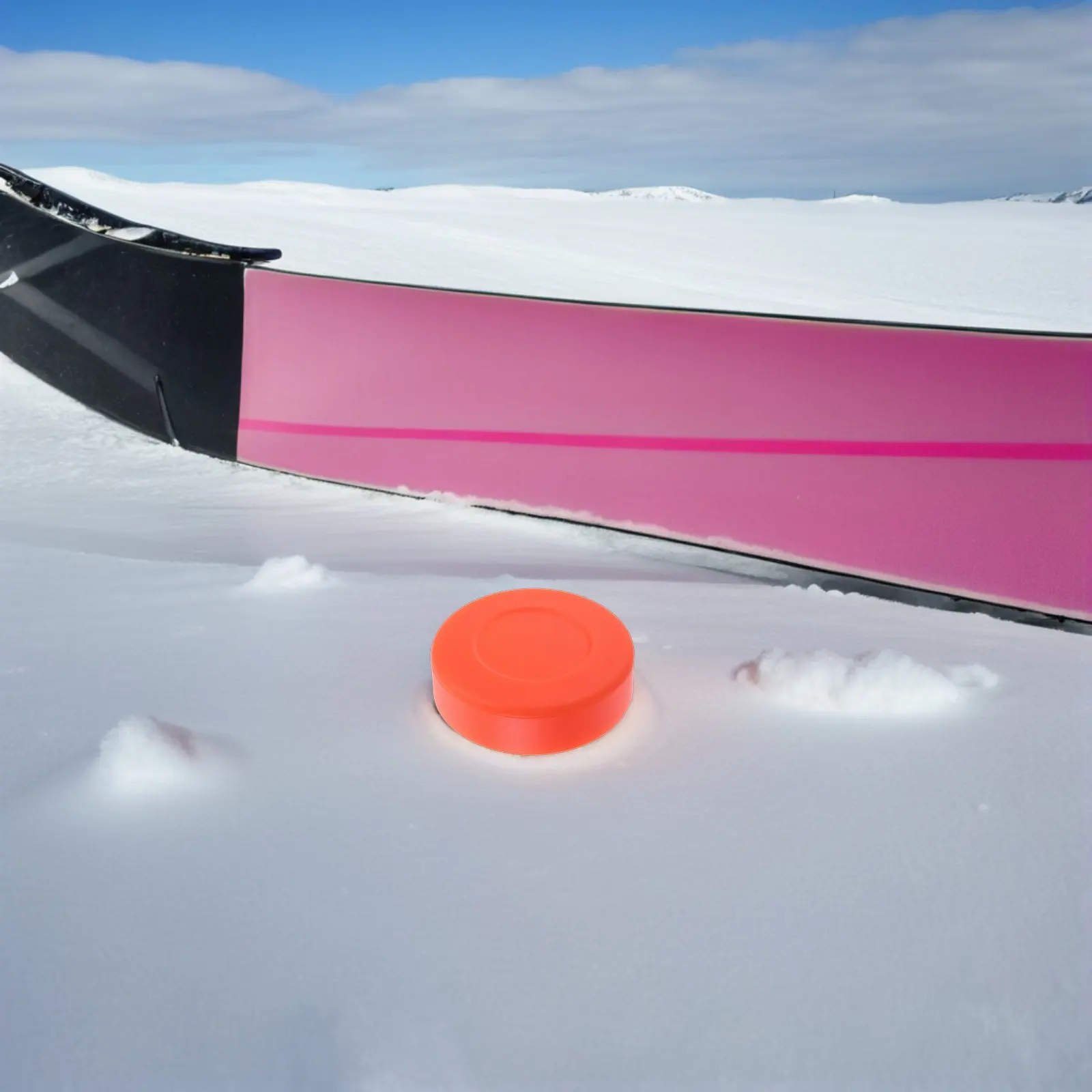 

8Pcs Weather-Resistant Orange Plastic Hockey Pucks Matte Finish Flat Design for Youth Beginners Professionals Ice Hockey