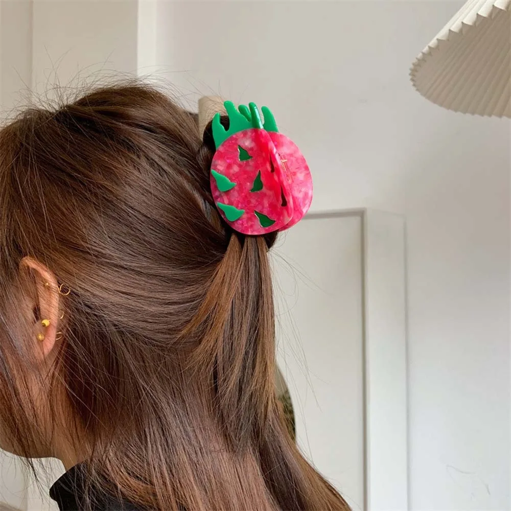 

Waterproof Fruit Shark Clip Korean Style Hairgrips Acetic Acid Hair Claw Eggplant Grapefruit Acrylic Hair Accessories Summer