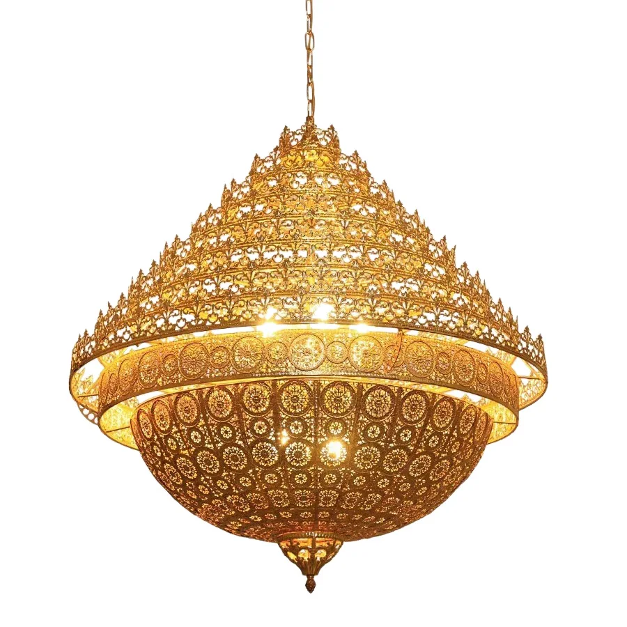 

Middle Eastern Gold Metal Chandelier Luxury Arabian Ceiling Light for Mosque Villa