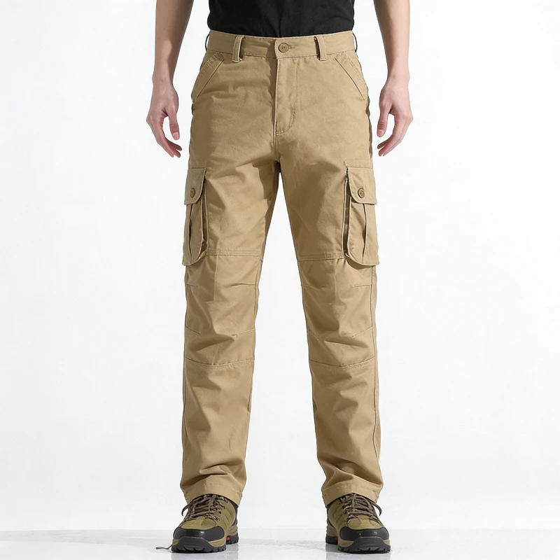 

Spring Men's Casual Pants Straight Trousers Outdoor Multi-pocket Men's Overalls Brown Pants Trousers for Men