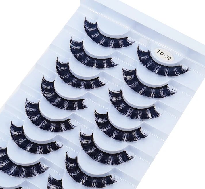 Lashes 8 Pairs DD curl Russian Strips Lashes Faux Mink Makeup  Lashes 3D Mink Lashes Natural False Lashes Eyelashes Extensions