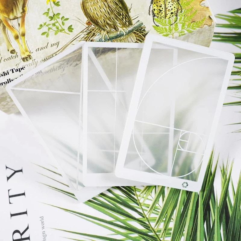 3 Pieces of Viewfinders Fibonacci Composition View Finder Golden Ratio Photo Viewing Positioning Ruler Viewer