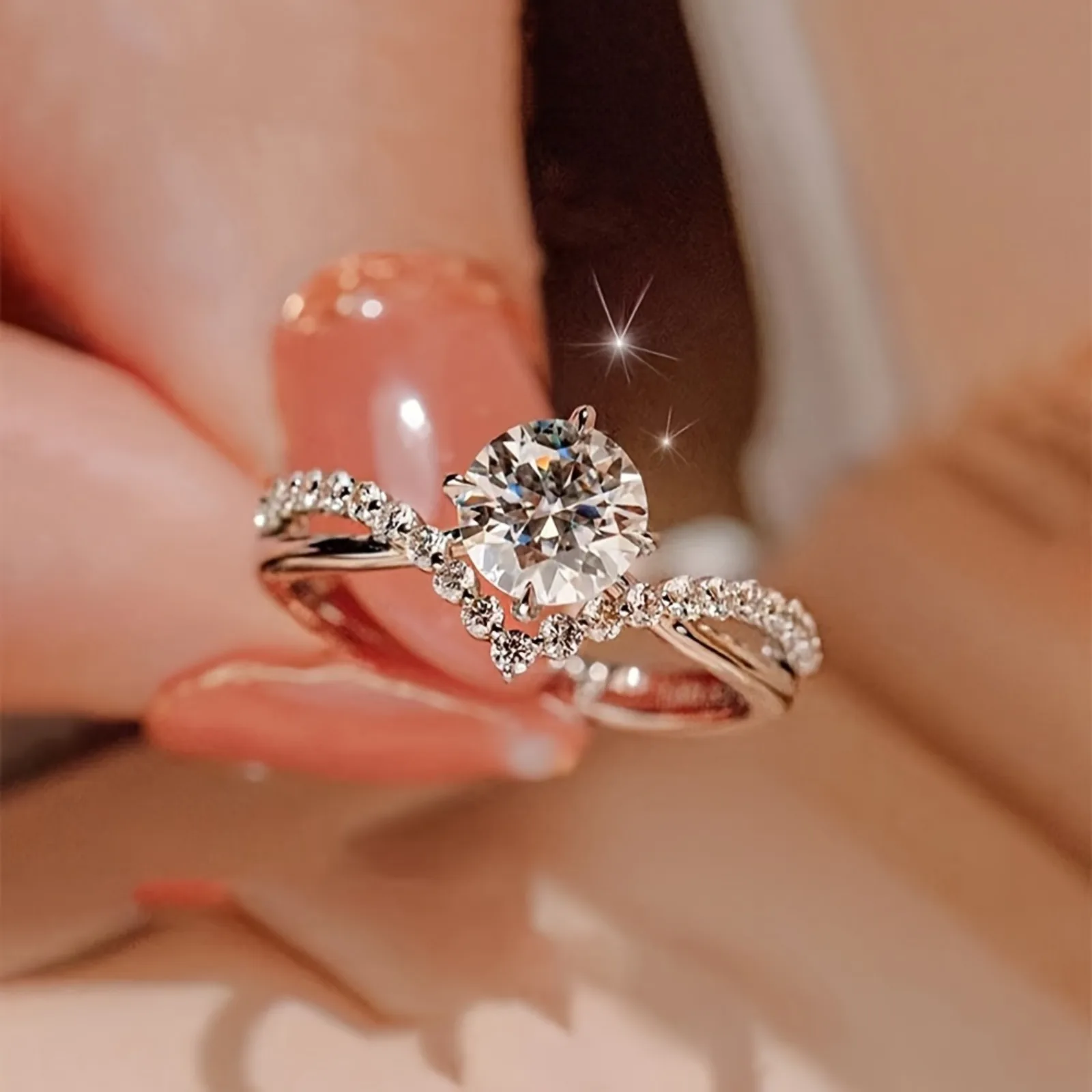 مجموعة خواتم زفاف مفتوحة قابلة للتعديل للأزواج، خاتم خطوبة لامع مكون من قطعتين مثالي للارتداء اليومي والاحتفالات