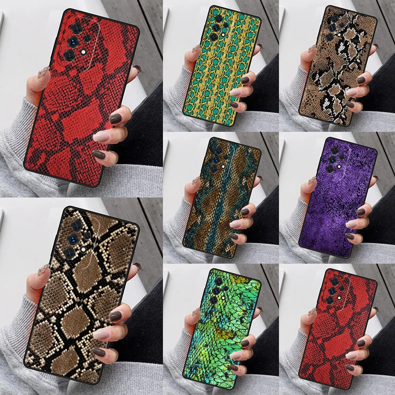 Python Snake Skin Phone Case For Samsung Galaxy S23 S21 S20 FE S24 S22 Ultra Note20 S10 S9 S8 Plus A40 A52 A12 A13 A53