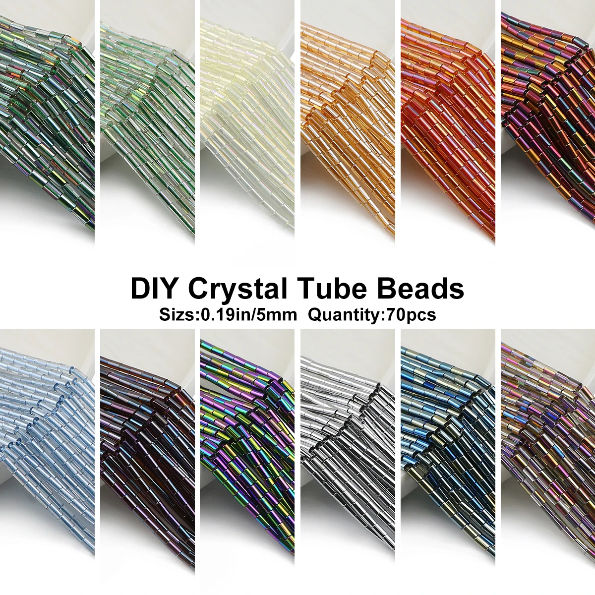 70-280pcs 5mm Multi Colour Tubular Crystal Tube Spacer Loose Beads For Jewelry Making Charms Bracelets Necklaces DIY Accessories