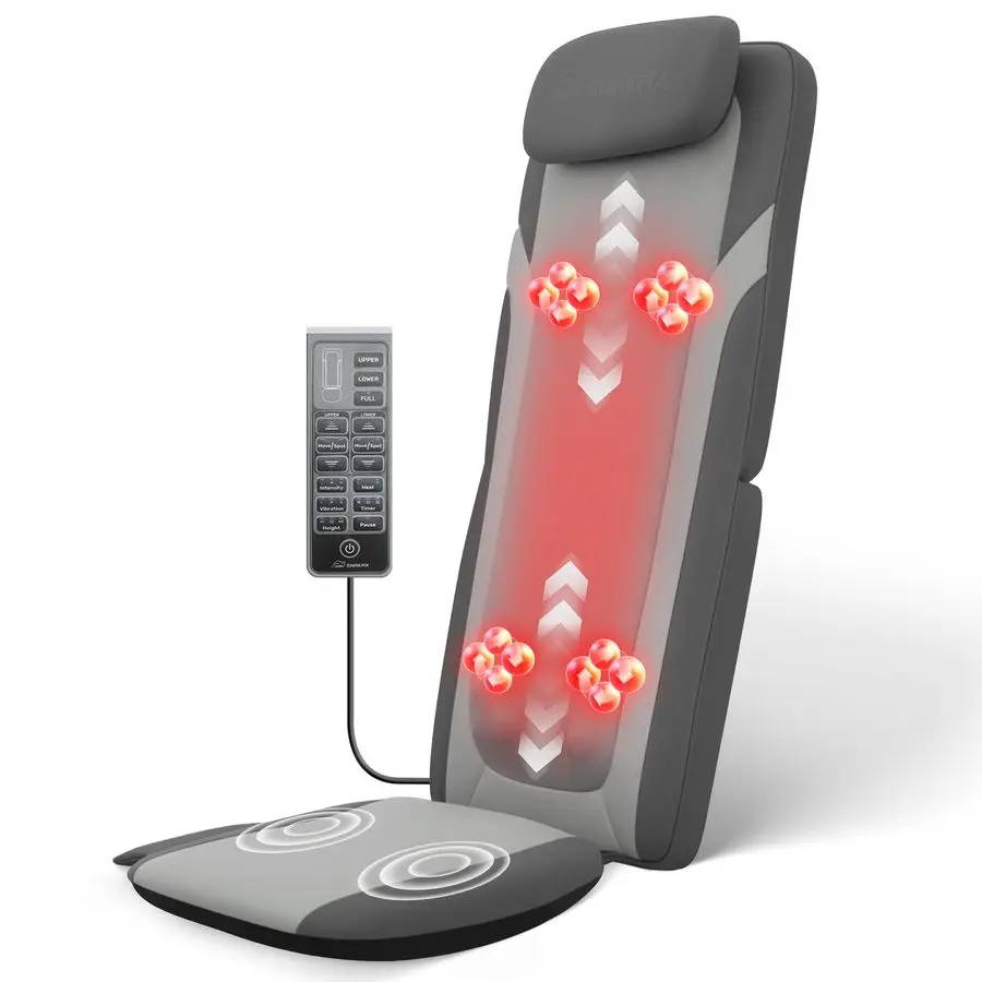 

Back Massager for Full Back Pain Relief Deep Tissue, Long Track Dual 3D Shiatsu Rollers 3 Height Settings Foldable Massage Chair