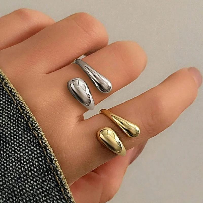 

Retro Simple Geometry Water Drop Opening Rings Luxury Index Finger Ring All-Matching Fashion Party Gift for Women Ornament