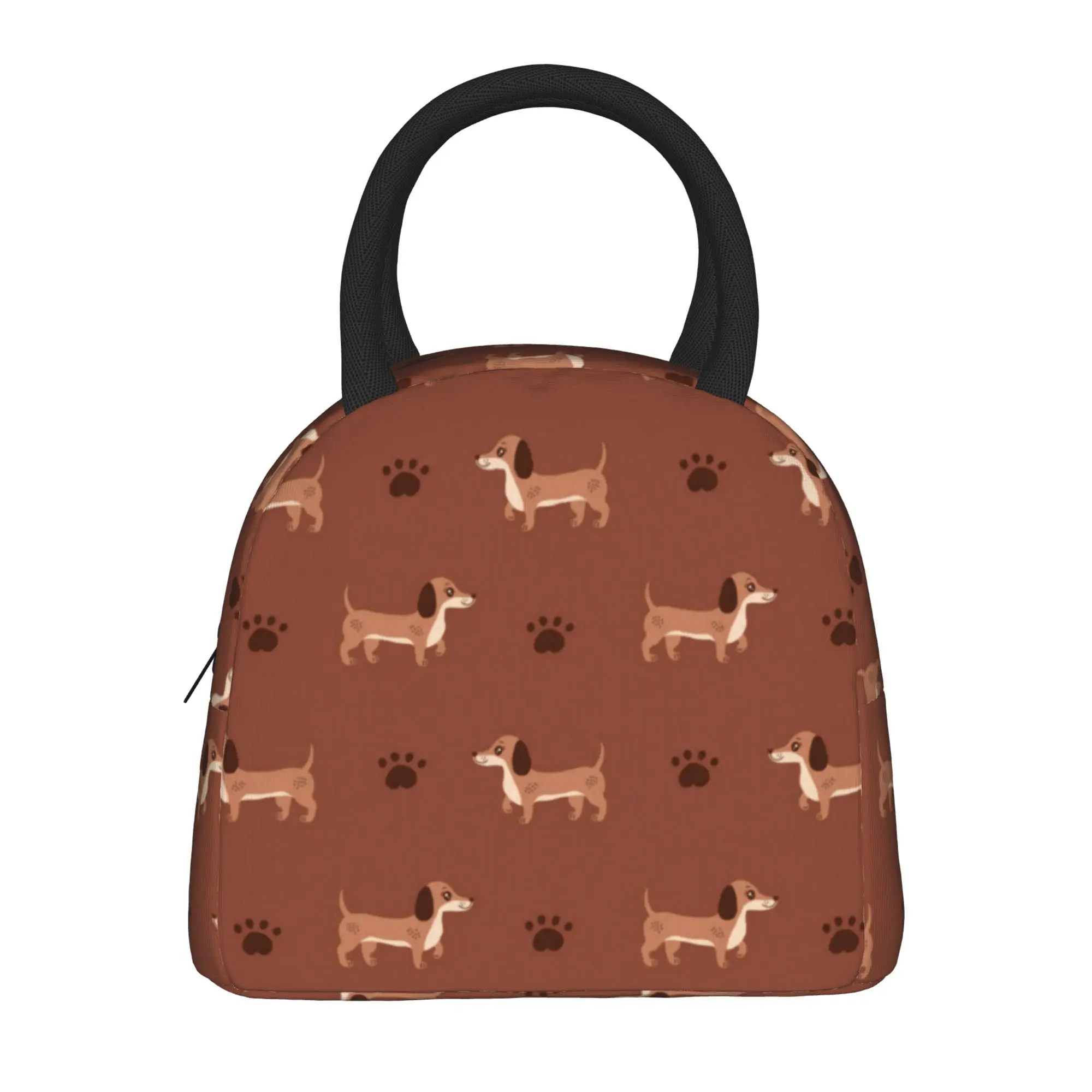 

Детская сумка для обеда с изображением мультяшного такса, графический ланч-бокс, сумка-холодильник для пикника, портативная водонепроницаемая сумка для еды