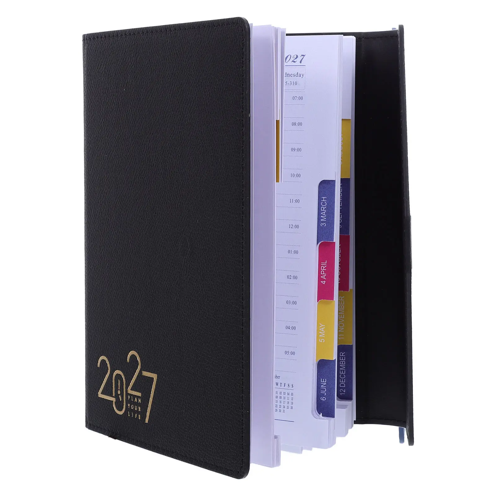 Trifold Planner Black A5 Dated Weekly Schedule Agenda Book Appointment Calendar Journal Goal Tracking