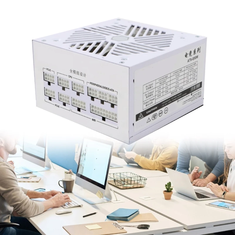 110-240V Fully Modulars 850W Computer Power Supply Unit with Silents 120mm White Fan for Efficient Cooling