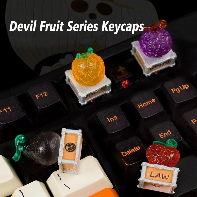 

Japanese Anime Fruit Resin Keycaps For Gaming Mechanical Keyboard Cute Transparent Backlight RGB DIY Gift Replace Key Caps Set