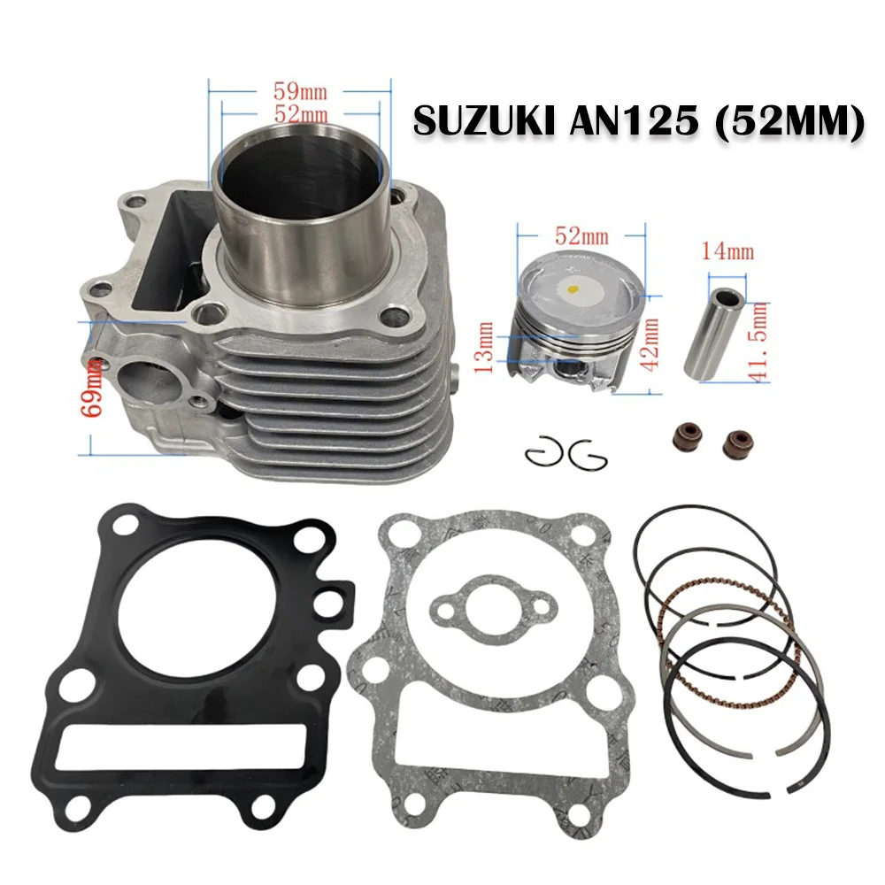 Motorcycle Engine Parts Cylinder Block Piston Rings for Suzuki AN125 GS125 GN125 EN125 GZ125 DR125 125Cc 52mm Replacement Kit