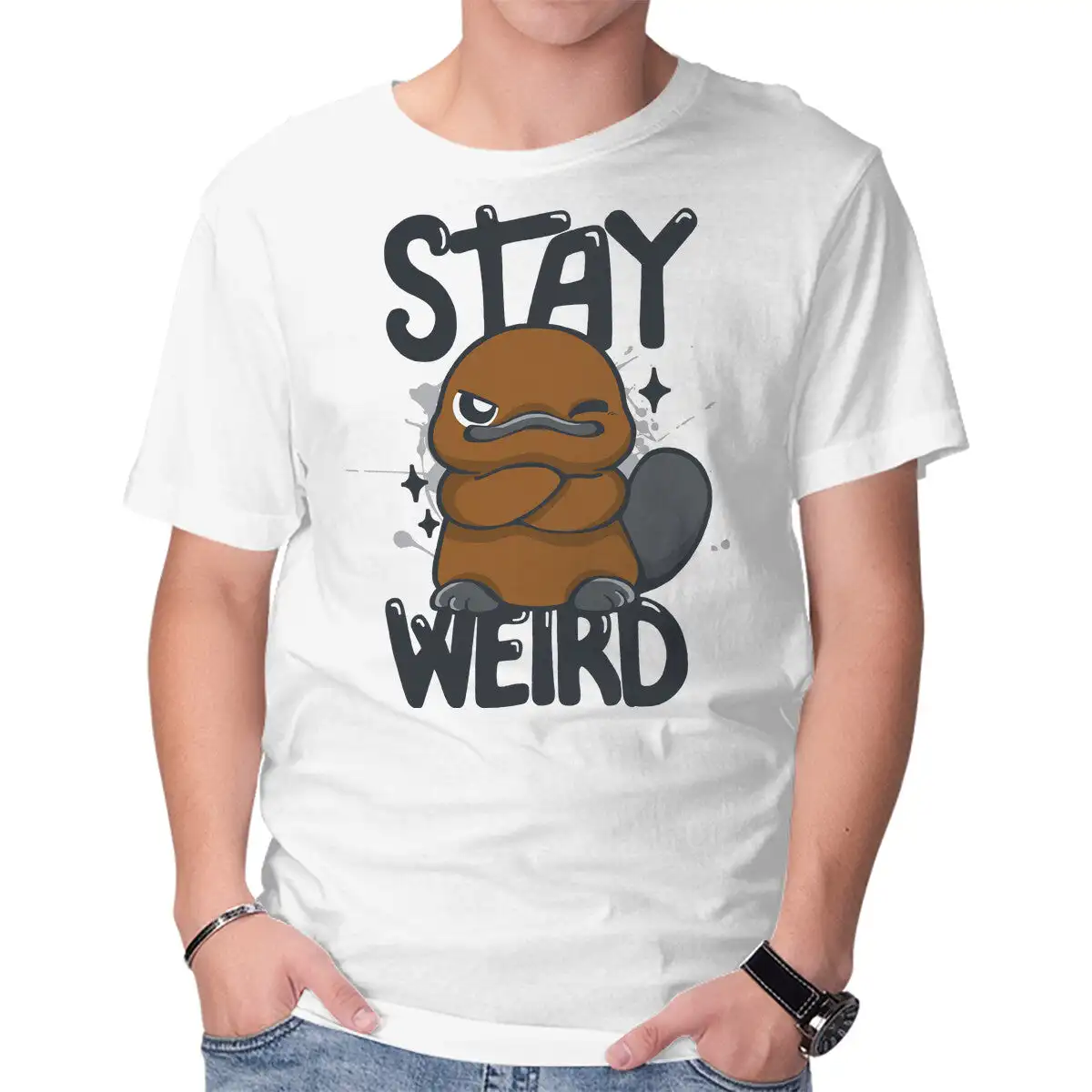 Stay Weird Beaver Unisex T-shirts For Man Woman Couple Short Summer Tees Casual Cotton New Arrival Fashions Couple's Cloths