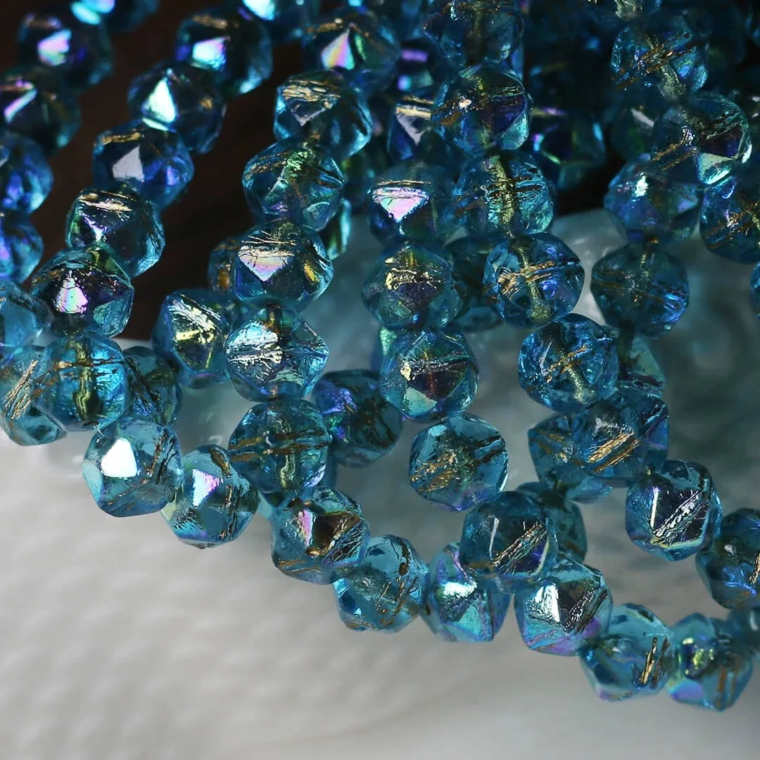 15pcs  8mm Blue cut glass beads semi-finished handmade necklace earrings bracelet mobile phone chain accessories DIY