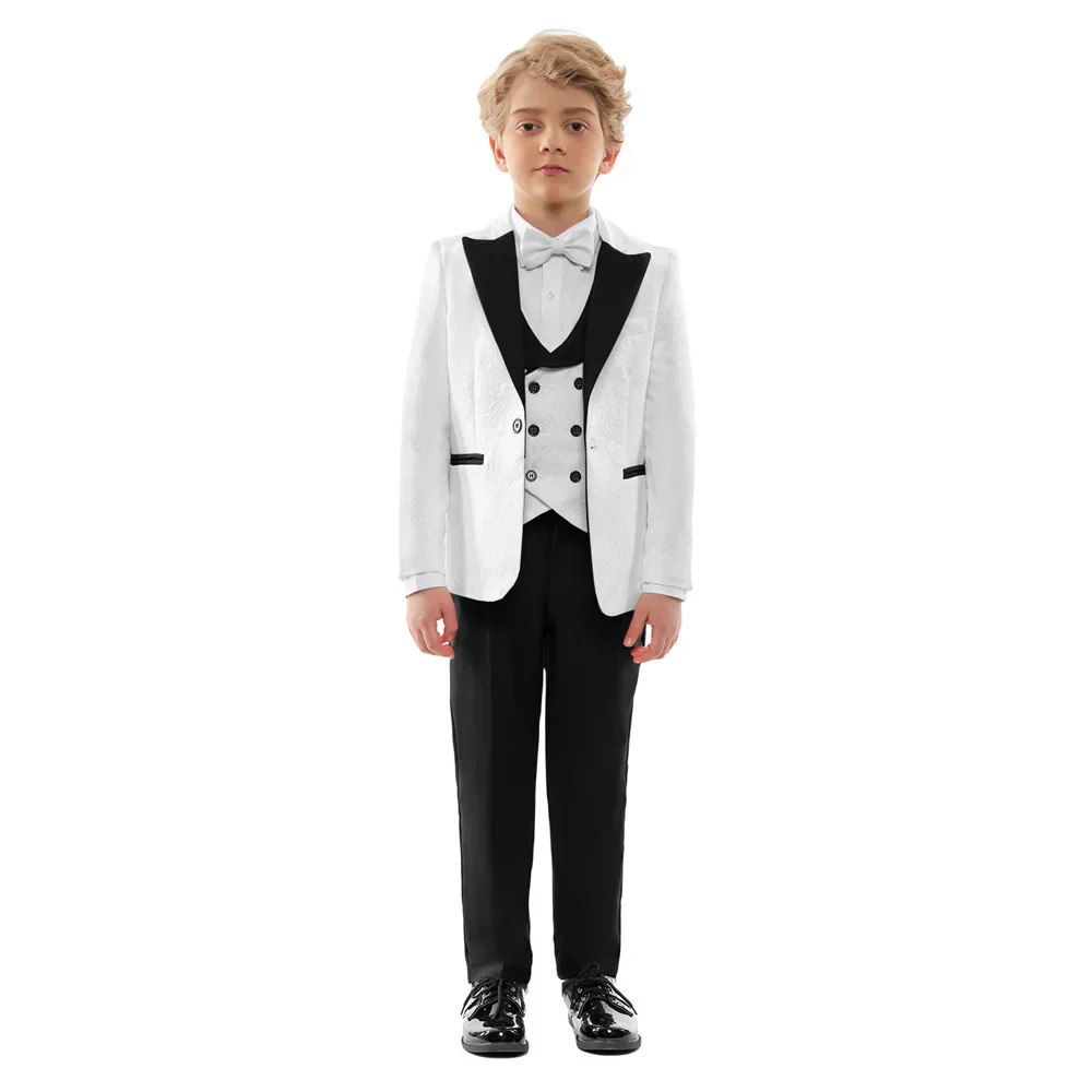 10 days delivery Elegant Boys Suit Set 4PCS For Formal Party Dress Graduation Ceremony Clothing Includes Blazer Vest Pants Bow