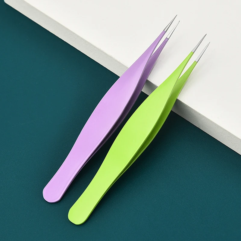 Eyebrow Tweezer Colorful Hair Beauty Fine Hairs Puller Stainless Steel Slanted Eye Brow Clips Removal Makeup Tools