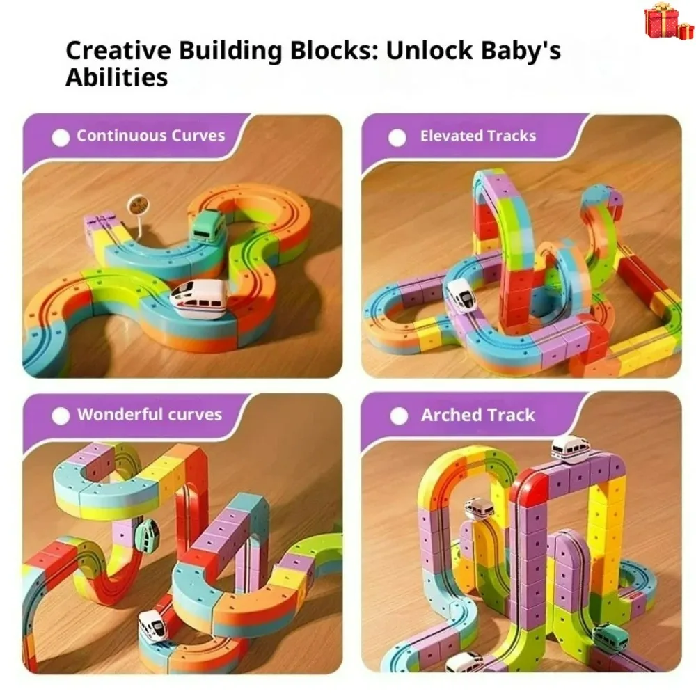 Elektrisches magnetisches Gleis-Set mit Anti-Schwerkraft-Fahrzeugen, 100+ Stück, STEM-Gebäudespielzeug, kreatives DIY-Eisenbahnmodell, Geschenk für Kinder