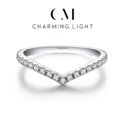 CHARMING Moissanite Wedding Band Ring S925 Sterling Sliver Brilliant Diamond Rings for Women All Pass Test Fine Jewelry Gifts