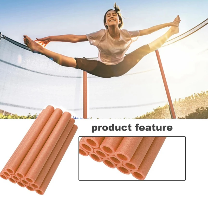 12 Piece Trampoline Pole Foam Sleeves, Trampoline Padding Replacement, Sponge Trampoline Protective Sleeves Foam Tubing Orange