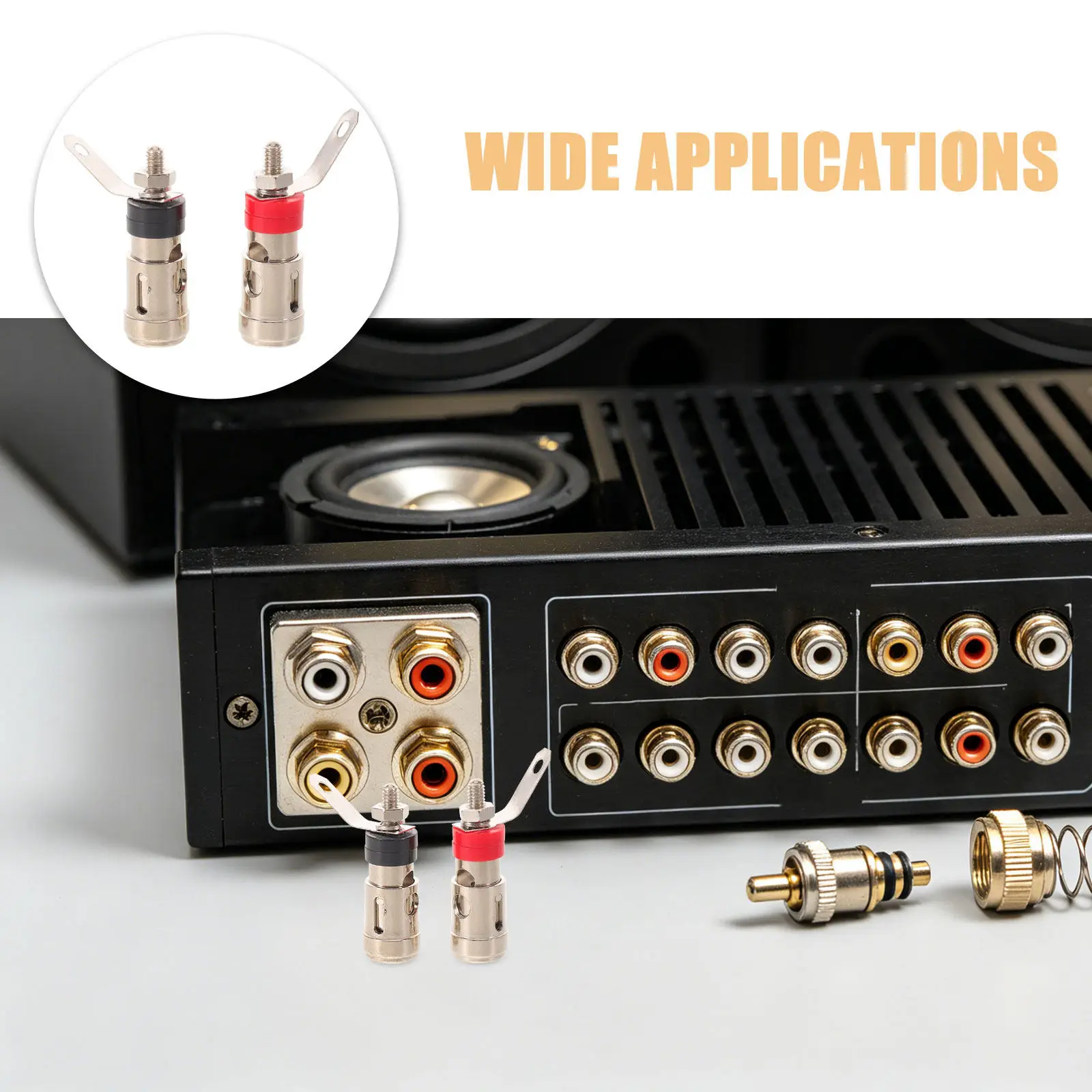 Spring Loaded Speaker Terminal Connector 10Pcs Nickel Plated Press Type Binding Post for Subwoofer Amplifier