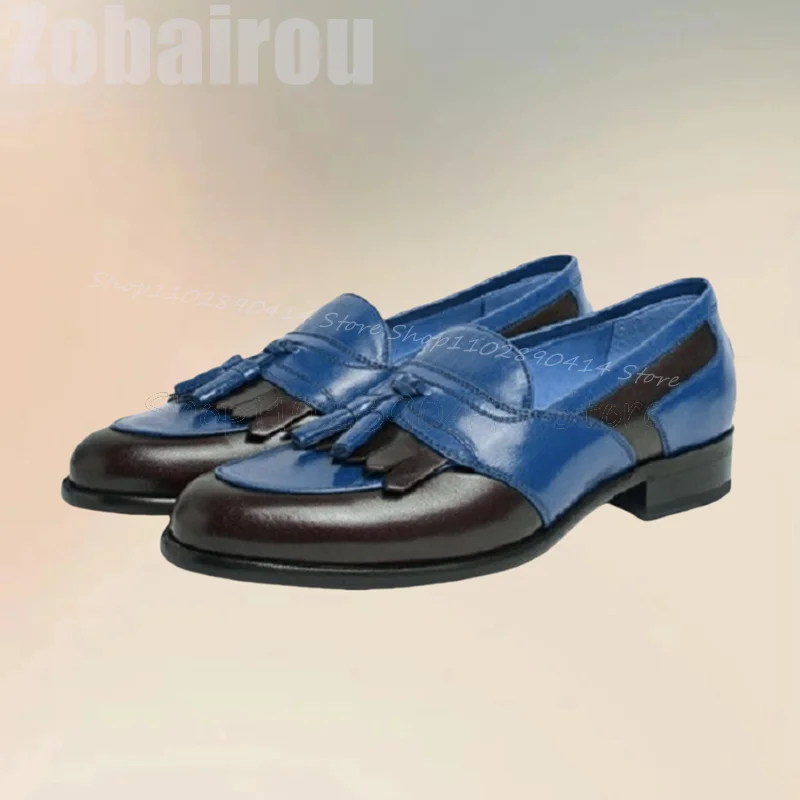 Blau schwarz Quasten Dekor matt Leder Penny Slipper Mode Slip auf Männer Schuhe luxuriöse handgemachte Party Büro Männer Kleid Schuhe