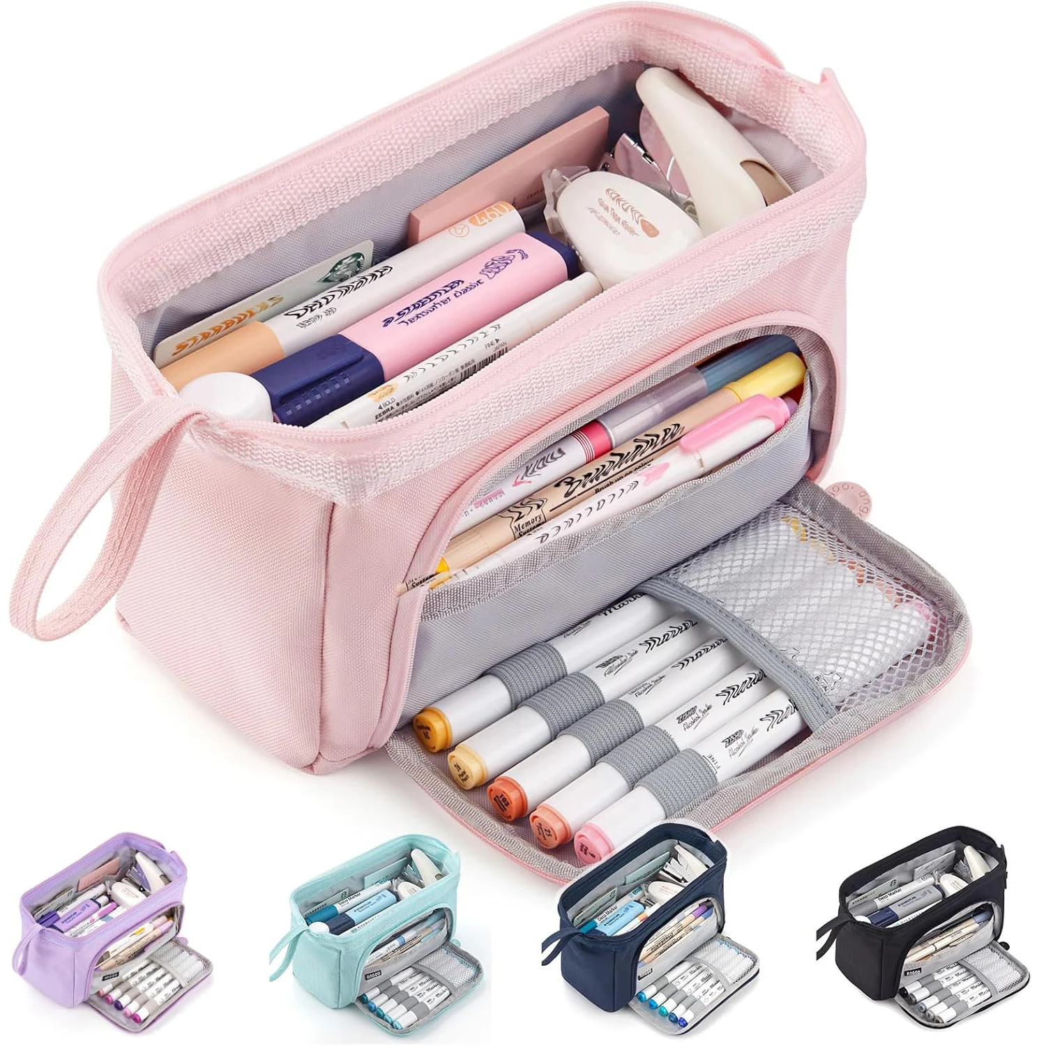 

Extra Large Capacity Pencil Case Waterproof Fabric Pencil Pouch Handheld Pen Bag for Students Office Supplies Desktop Organizer