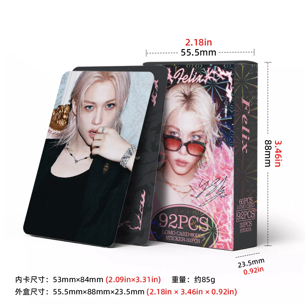 การ์ด LOMO ของ STRAYKIDS แบบปรับแต่งได้ 92 ชิ้น รุ่น Felix HAN LeeKnow อัลบั้มใหม่ โฟโต้การ์ด ของสะสมดาราเคป๊อป