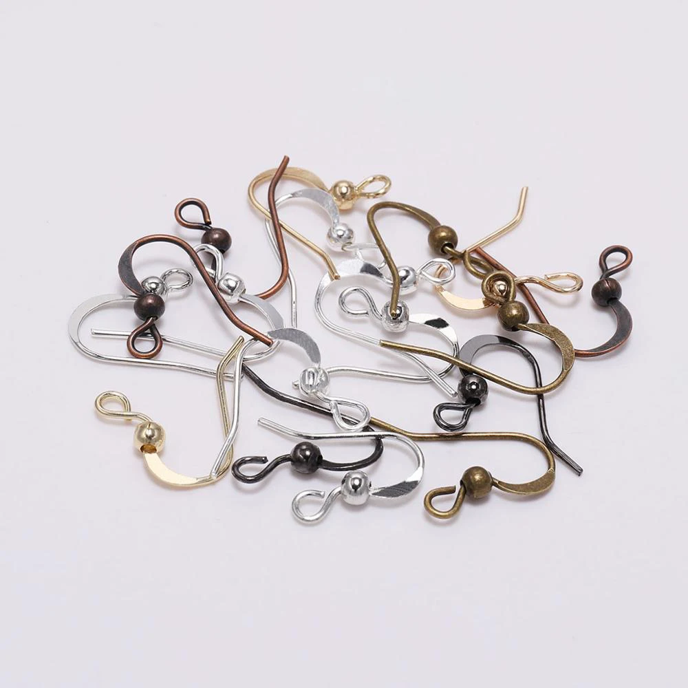 100Pcs 19*18mm Earring Components Hooks Twist  Gold Bronze Ear Hook Clasps Earring Wires Findings For DIY Jewelry Making